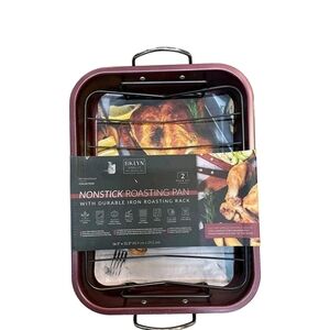Brooklyn Steel Co. Red Merlot Retrograde Nonstick Roasting Pan with Rack - Red